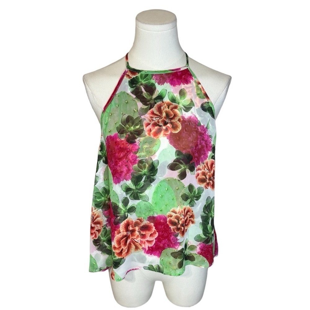 Show Me Your Mumu Selena Cactus Bloom
Halter Top size M Medium Shirt Pink Floral